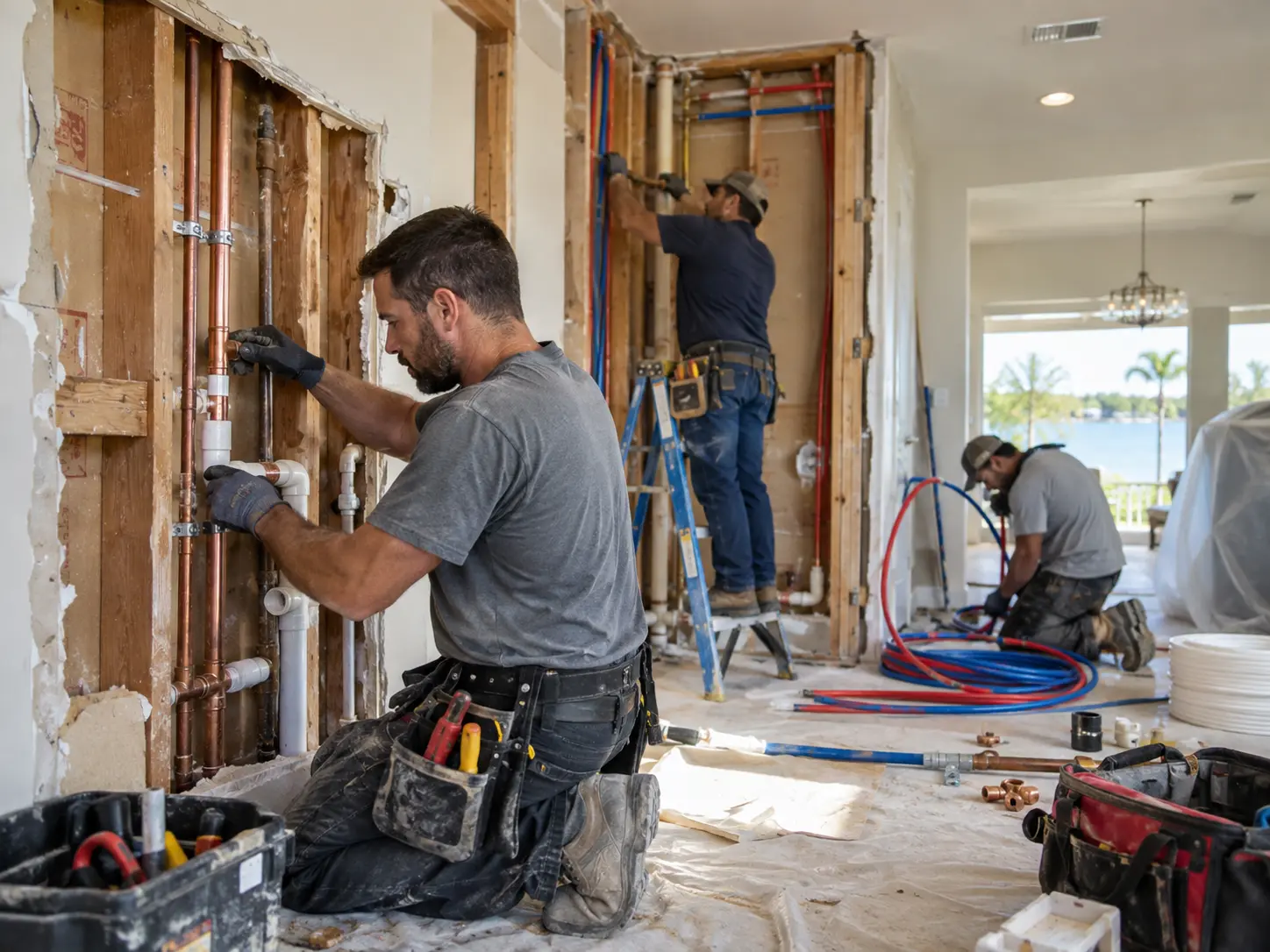 Professional repiping specialists in Winter Haven FL performing whole-house PEX pipe replacement